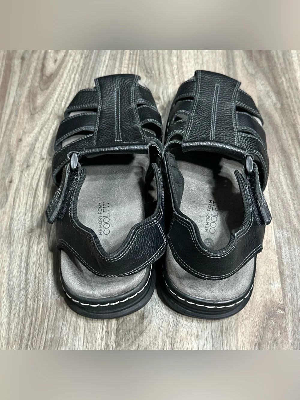 Dr. Scholl's Men's Black Leather Fisherman Sandals